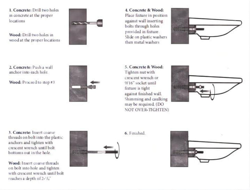 Fixings for Wall-Mount bath sink