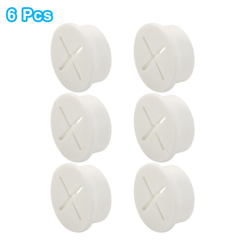 6 Pcs 1 Inch White Desk Grommets, Easily Solve Cable Management Issues, Flexible Silicone Cable Cord Grommet for Table and Other Furnitures Hole Cover