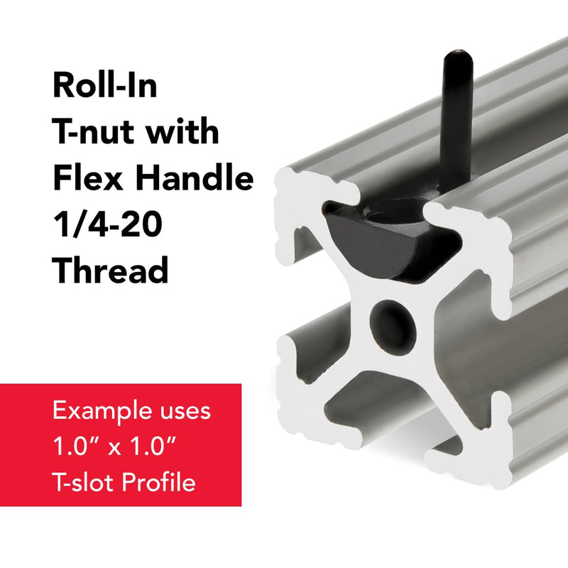 8020, 3376, 10 Series, 1/4-20 Steel Roll in T Nut with Flex Handle - T Slot T-Nut Accessories for T Slot 80/20 Aluminum Extrusion - Hardware Nuts (15 Pack) 15