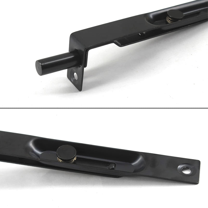 8 Inch Stainless Steel Door Lock Concealed Flush Bolt Slide Latch Bolt with Screws Black (4 Pieces) 8 Inch