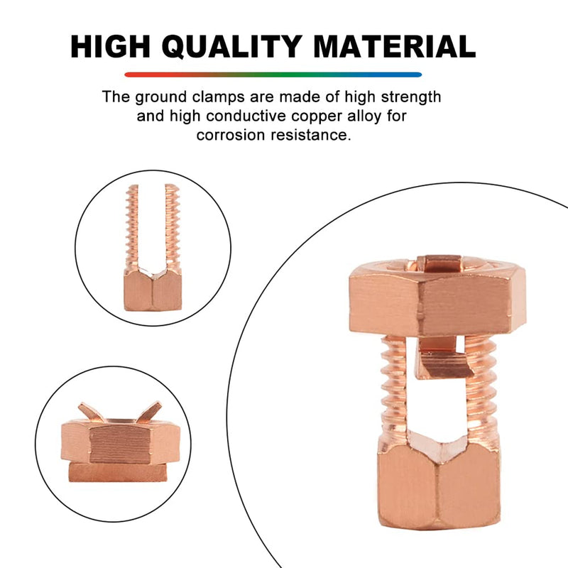 6PCS Split Bolt Connector Copper Grounding Clamps for Completing Ground Bonding to Bare Wires TJ-16