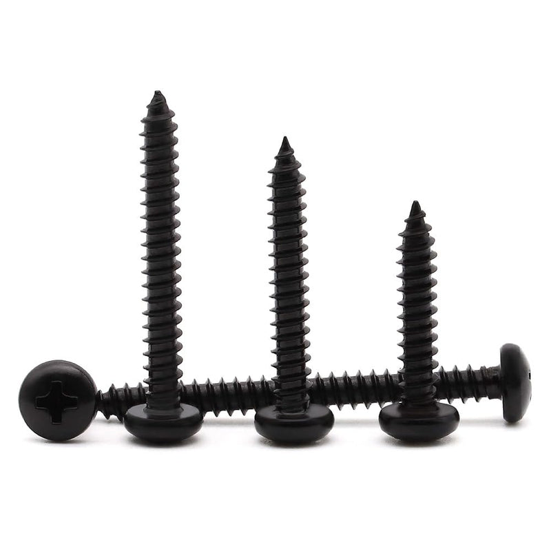 #10 x 3/4" (50 Pack) Stainless Steel Phillips Pan Head Wood Screws, Stainless Steel 304 (18-8), Pan Head Sheet Metal Screws Self Tapping Screws, Black Coated #10 x 3/4" 50