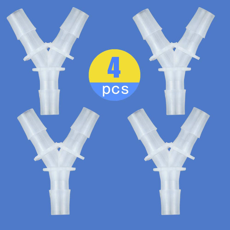 Quickun 3/8" Hose Barb Fitting Equal Barbed Y Shaped 3 Way Plastic Joint Splicer Mender Adapter Union for Air Line Tubing Pipe (Pack of 4) 3/8"(4Pcs)