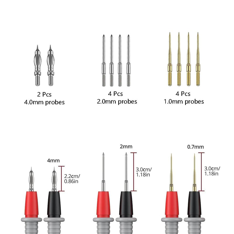 17PCS Multimeter Leads Kit, Multi Test Probes Set with 4mm/2mm Alligator Clips, Replaceable Precision Sharp Probe Pins for Industrial Car Home Electrical Testing Test Lead Kit 17Pcs