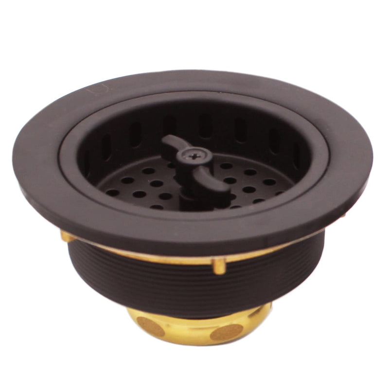 Westbrass D2155-12 Wing Nut Style Large Kitchen Basket Strainer with Waste Disposal Flange and Stopper, Oil Rubbed Bronze