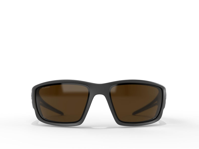 EDGE Kazbek Wrap-Around Safety Glasses, Anti-Scratch, Non-Slip, UV 400, Military Grade, ANSI/ISEA & MCEPS Compliant Black Frame Polarized Copper