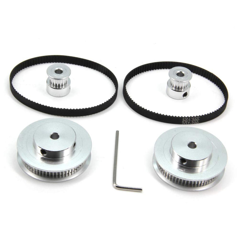 Zeberoxyz 2PCS Set GT2 Synchronous Wheel 20&60 Teeth 5mm Bore Aluminum Timing Pulleys with 2PCS Length 200mm Width 6mm Belt (20-60T-5B-6) 20-60T-5B-6