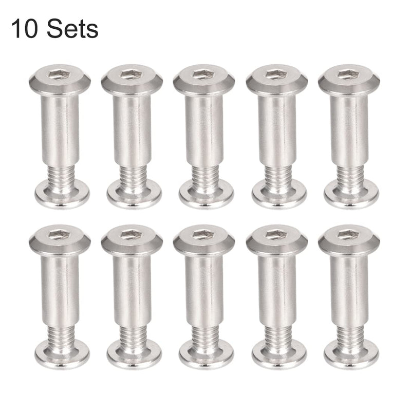 uxcell Screw Post Fit for 5/16"(8mm) Hole Dia, Male M6x10mm Belt Buckle Binding Bolts Leather Fastener Carbon Steel 10 Sets 10mm