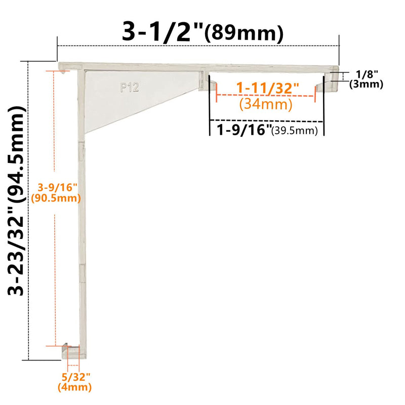 4pcs Valance Clips 3.5" Clear Vertical Blind Hidden Retainer Holder Installation Bracket with Built in Valance Outside Mount The headrail Size Measured 1.5"(38mm) in Top