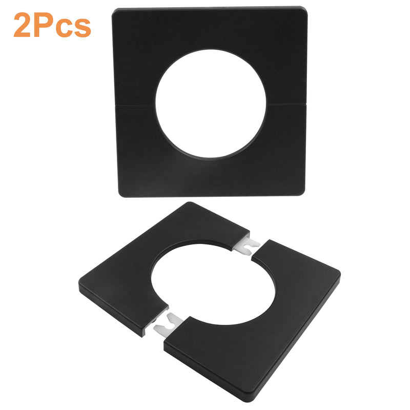 BokWin 2 Pcs Square Wall Split Flange Wall Flange Cover Flange Escutcheon Plate Self-Adhesive Split Pipe Flange for 2 Inch/51mm Dia Pipe(Black) square-51mm