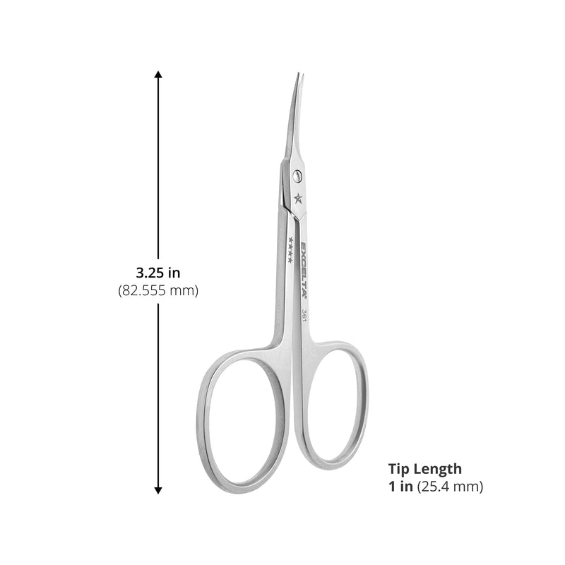 Excelta Premium-Grade Stainless Steel Scissors, Curved Blades, Perfect for Intricate Micro-Manipulations in Cramped Spaces, 1” Blade Length, Superior 3.25" - Scissors, 1" Curved Relieved Blade Length Stainless Steel, Swiss Quality, 361