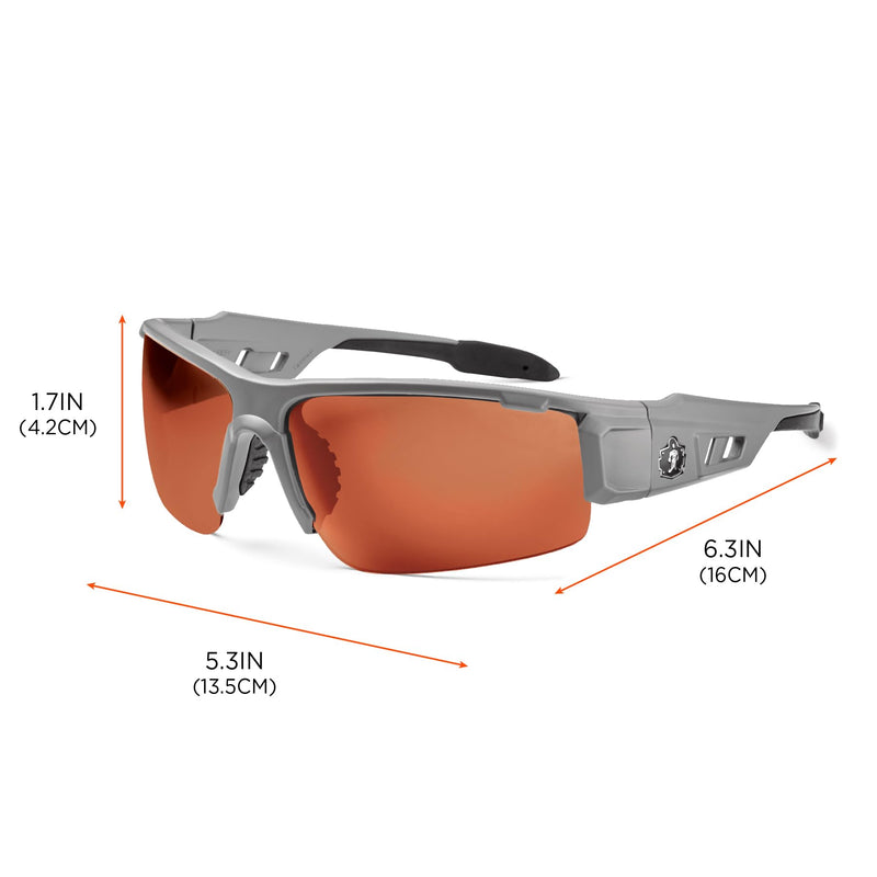 Ergodyne Skullerz Dagr Polarized Safety Sunglasses- Matte Gray Frame, Copper Lens