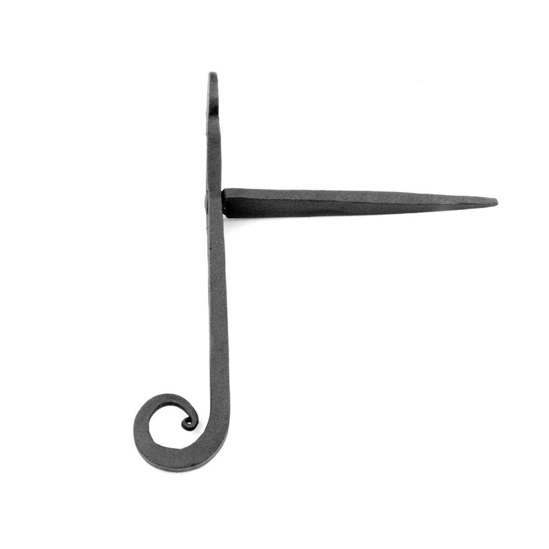 Renovators Supply Manufacturing Shutter Dogs 7 In. Rat Tail Shaped Black Wrought Iron Shutter Dogs With Mounting Hardware