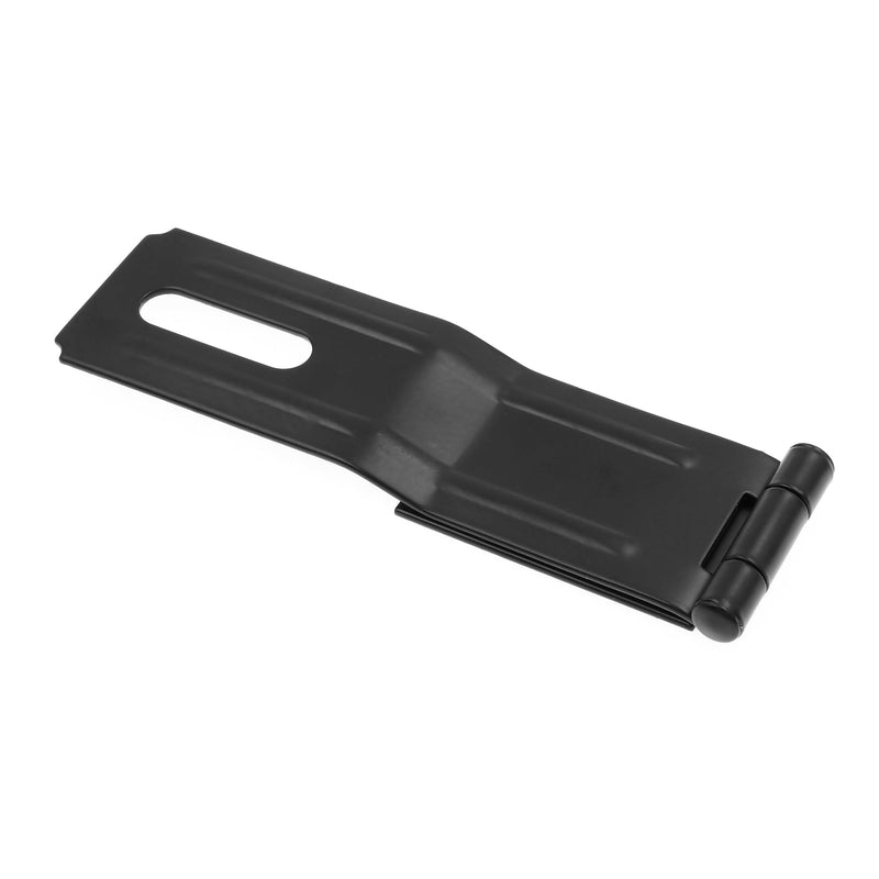 Prime-Line U 117228 Door and Gate Safety Hasp Hinge Latch with Swivel Staple 6 inch with Screws Matte Black (Single Pack)