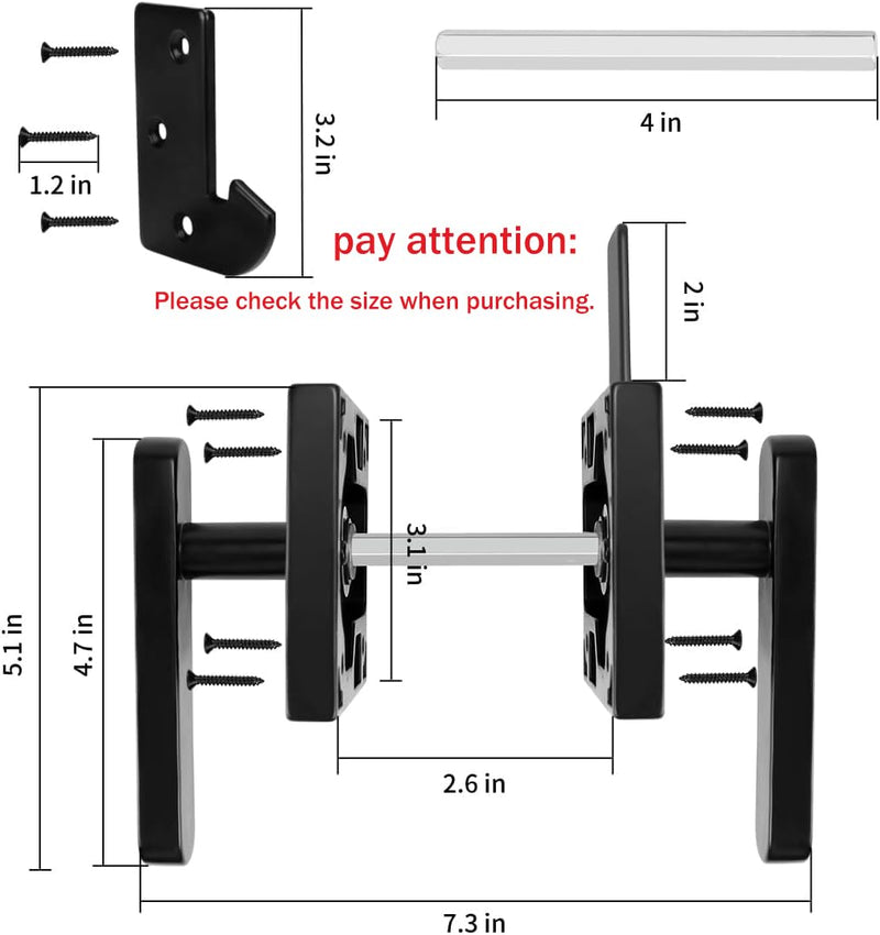 Gate Latch Heavy Duty for Wooden Fence, Left Inswing Aluminum Double Side Swinging Door Latch Gate Hardware (Black Finish)