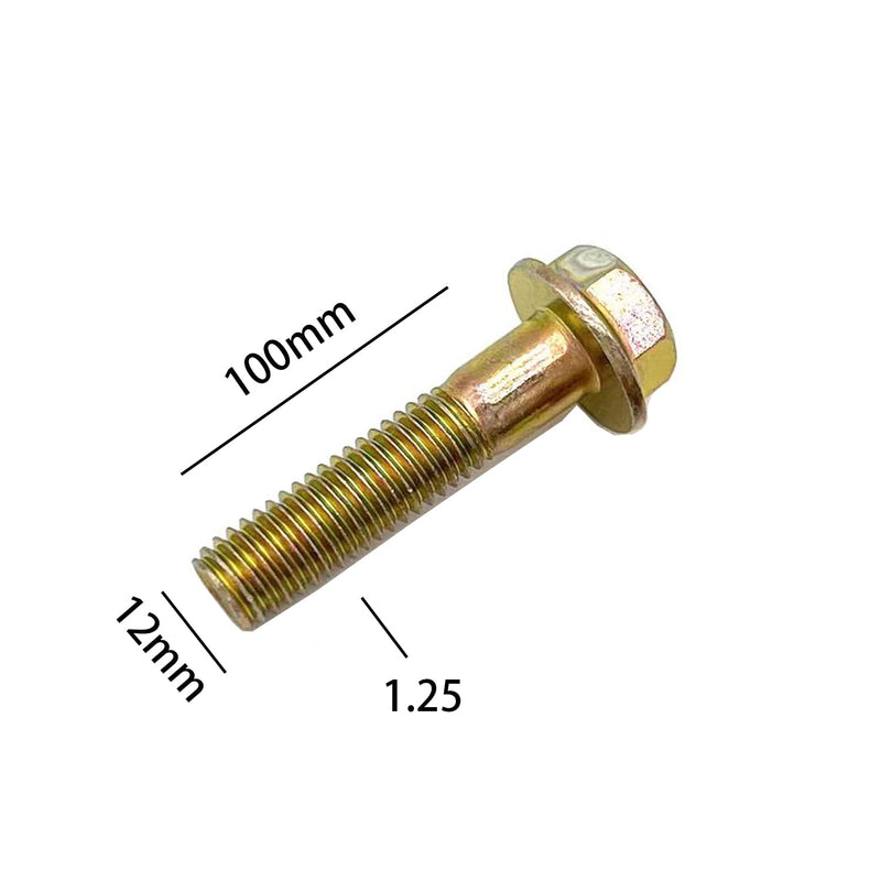 10.9 Grade High-Strength M12-1.25 Hex Flange Fine-Thread Screws, 9 Lengths (25/30/40/50/60/70/80/90/100mm) - 4 Pcs, Color-Zinc Plated, Suitable for Hardware & Car Modification (M12-1.25 * 100mm) M12-1.25*100mm
