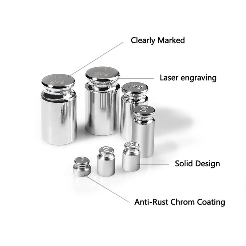 Calibration Weights Set, 7pcs 1-60g Calibration Gram Scale Weights Kit, Small Test Weight for Scales Digital Weight Grams, Includes: 1g*1, 2g*2, 5g*1,10g*1, 20g*2,1 Piece Tweezers