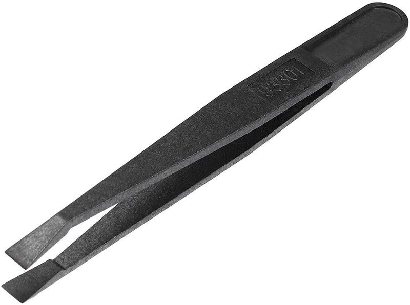 Black Plastic Slant Flat Tip Anti-static Tweezers 4.7 Inch Length 5pcs