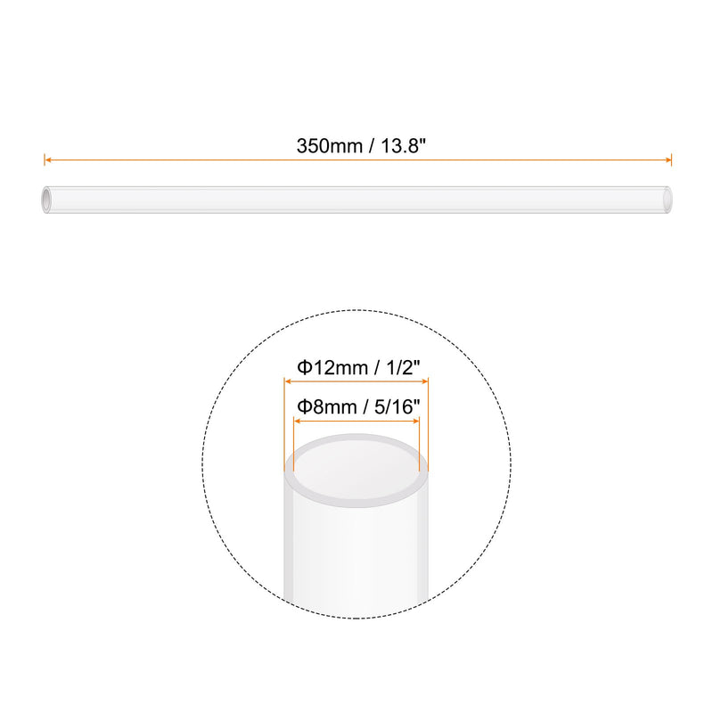 14" Clear Plastic Rigid Pipe 8mm x 12mm(5/16" x 1/2") Acrylic Tube Round Polycarbonate Tubing, [for Plumbing, Hydraulics, Aquarium, DIY] - 4Pcs 5/16" x 1/2"
