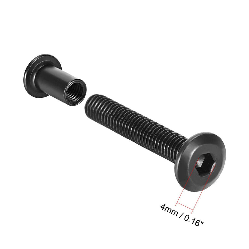 Screw Post Fit for 5/16"(8mm) Hole Dia, Male M6x30mm Belt Buckle Binding Bolts Leather Fastener Carbon Steel Black 10 Sets M6*30