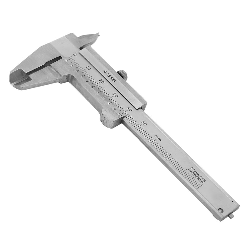 Vernier Caliper, 50mm Vernier Caliper, Measuring Tool 0.05mm Accuracy Metric Imperial Dual Scale Stainless Steel Range 0‑50mm Inside Outside Depth Step Measurements