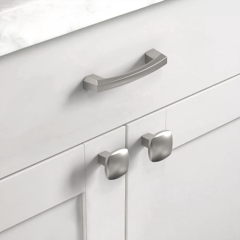 Asidrama 10 Pack Brushed Satin Nickel Kitchen Cabinet Knobs Square Dresser Knobs Drawer Knobs Cabinet Hardware Zinc Knobs for Dresser Drawers Single Hole