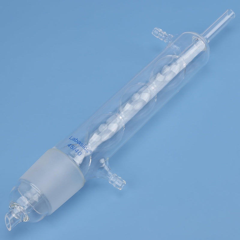Labasics Allihn Condenser Reflux for Soxhlet Extractor, Borosilicate Glass Reflux Condenser for Soxhlet Extraction Allihn Condenser with 45/40 Lower Joint 9.8 inch Jacket Length Lab Condenser 45/40 Joint