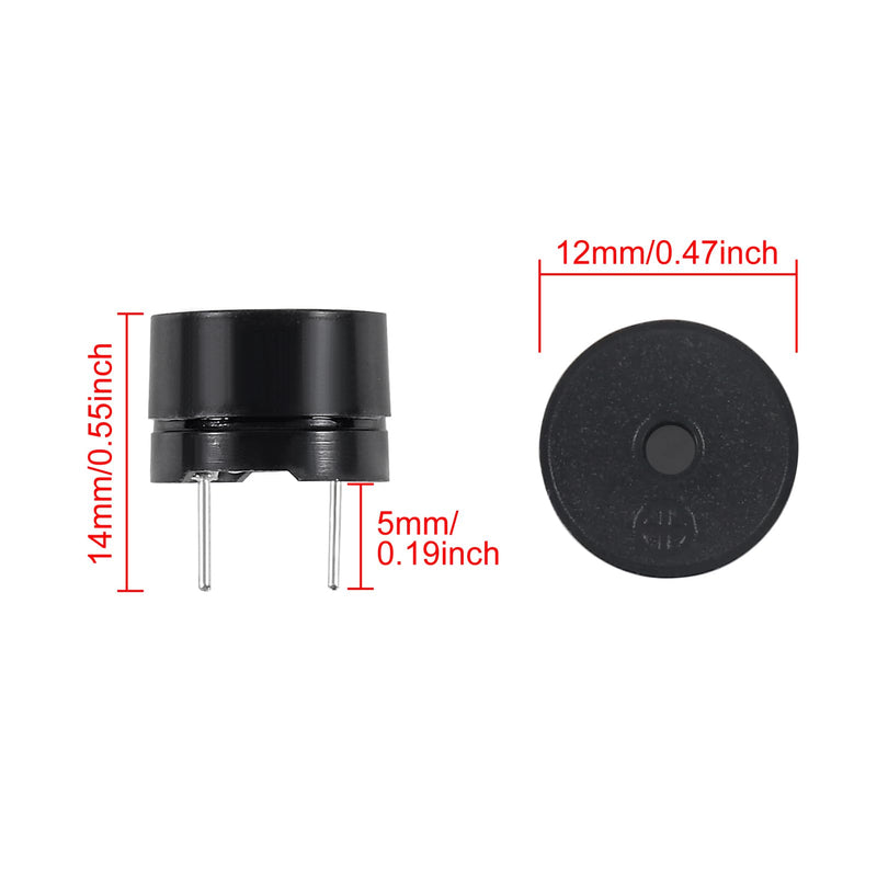 20Pcs 12085 Passive Buzzer 12MM*8.5MM 42R Resistance 3V 5V 9V 12V in Common Use Mini Piezo Buzzers Kit, Active Buzzer Electronic Alarm Magnetic Long Continuous Beep for Arduino