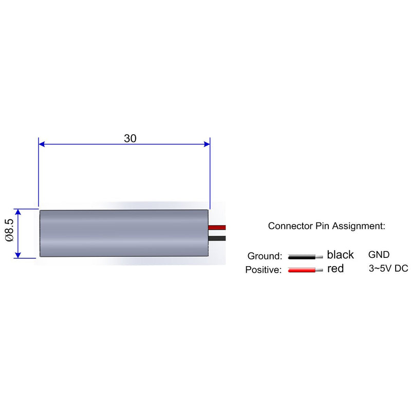 Direct Green Dot Laser Module VLM-520-52 LPT (Non-DPSS Green Dot Laser module: operating temperature range : -4 °F ~ 140 °F)