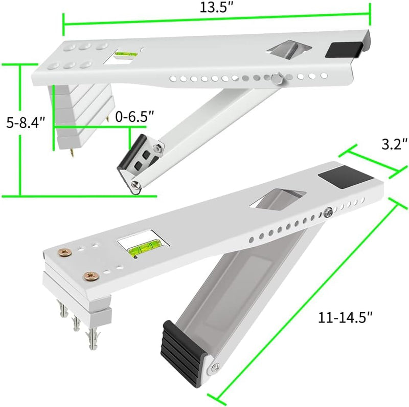 Window AC Support Bracket,Indoor Installation with Built-in Bubble Level,Air Conditioner Bracket & Non-Slip Rubber Pads,Heavy-Duty Single-Foot Design,Secure&Reliable for5000–12000 BTU(Up to 85 lbs) 13 inches hold up to 85 Ibs