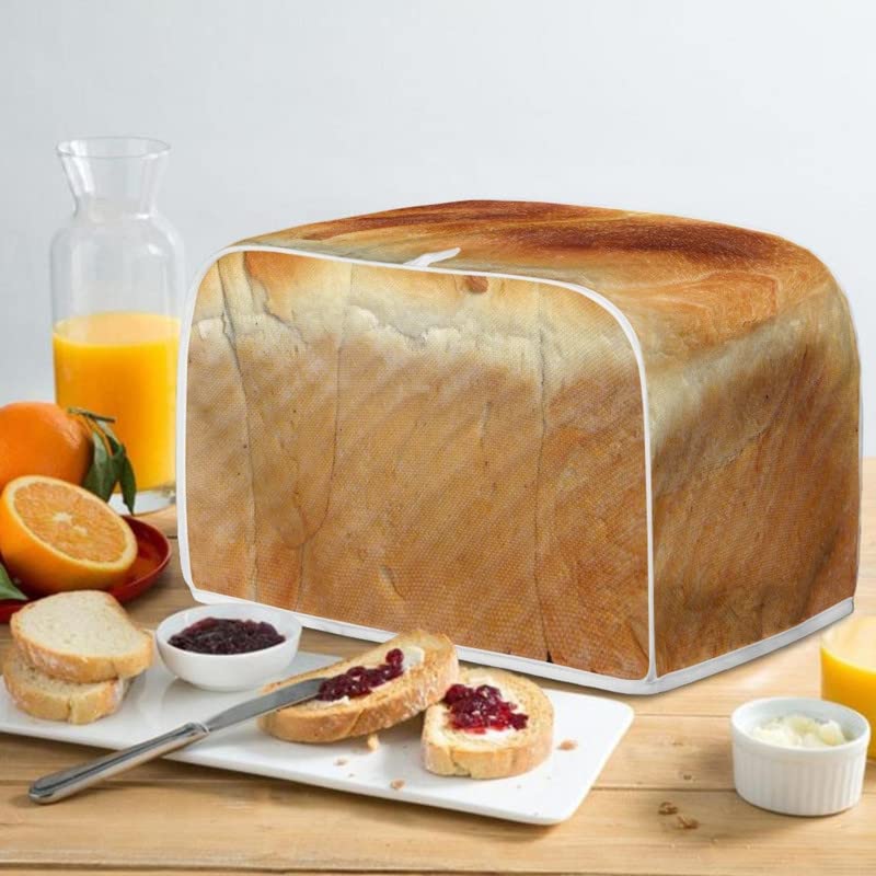 Funny 3D Freshly Baked Toast Design 2 4 Slice Toaster Cover Kitchen Appliance Cover Interesting Vivid Bread Print Toaster Dust And Fingerprint Protection/Machine Washable S - For 2 slice toaster