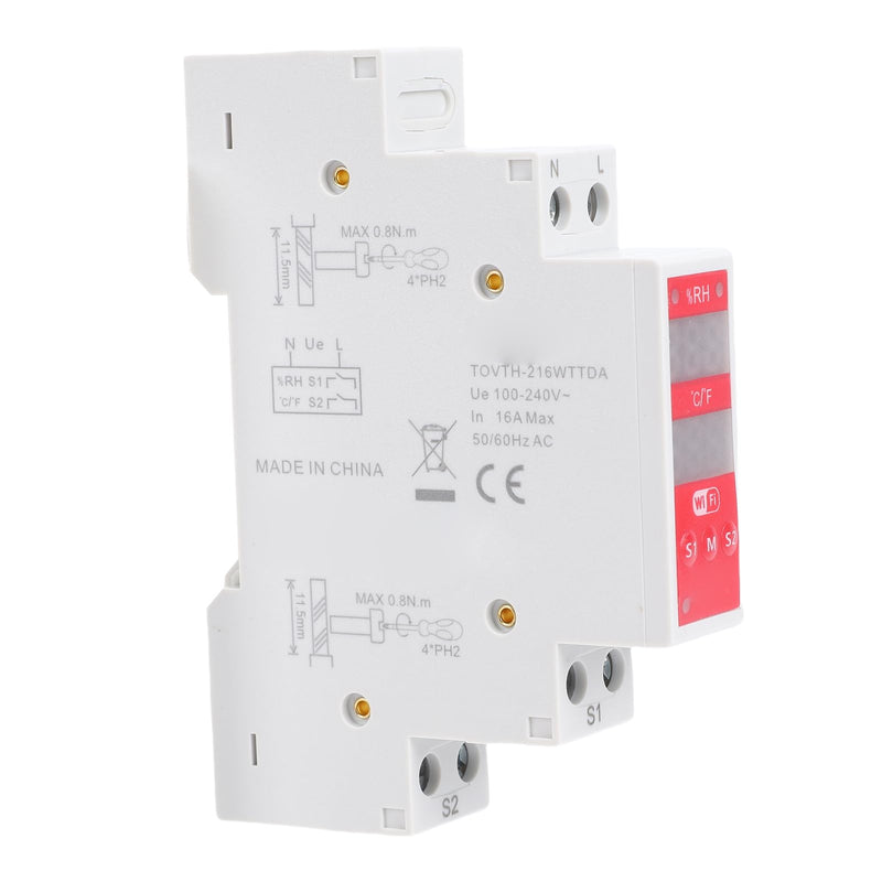 WiFi Temperature Humidity Sensor DIN Rail Mount WALFRONT Smart Switch Real Time Monitoring 24/7 for Incubators Breeding Farms