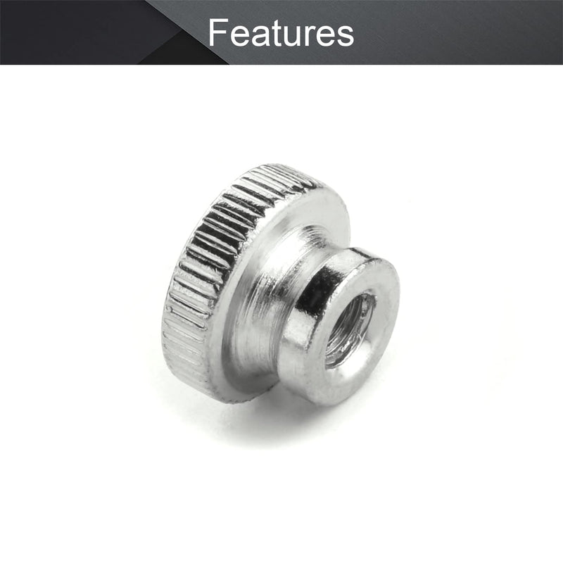 MroMax Knurled Thumb Nuts 10Pcs M4 Iron Round Hand Grip Knobs Female Threaded Knurled Nuts for 3D Printer Parts Nickel Plated Silver 10