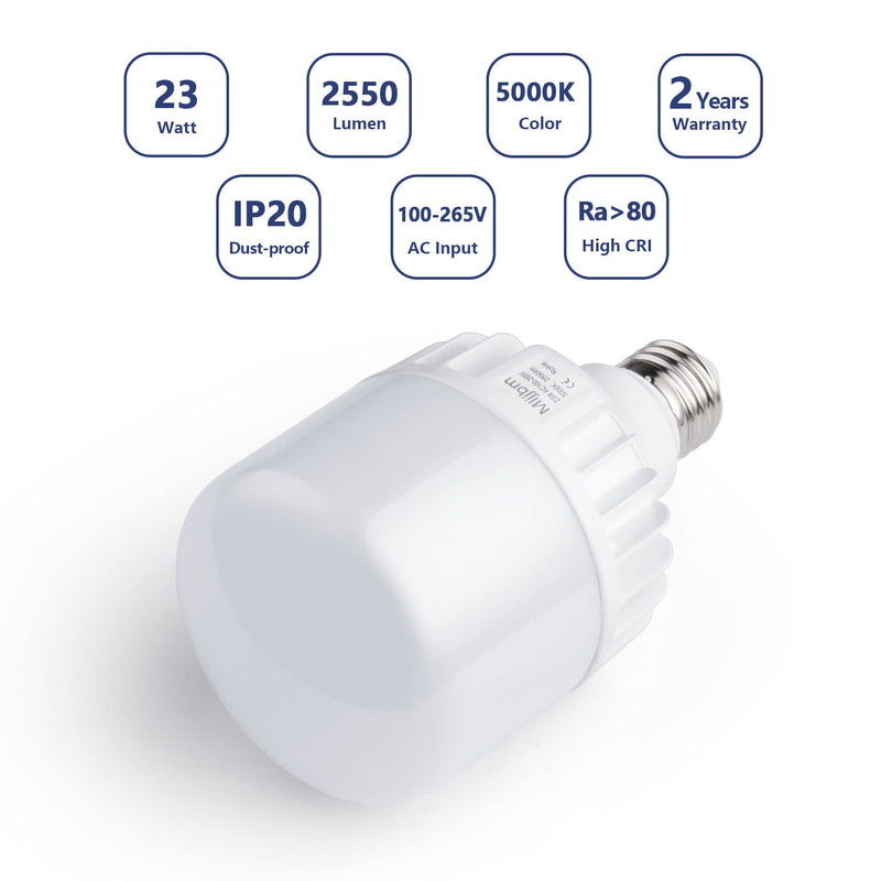 2550LM Super Bright LED Light Bulbs 23W Equivalent 200W, 5000K Daylight White 3-Pack, High Lumen E26 Bulb for Garage Basement Workshop Home Office, Flicker-Free Die-Aluminum Housing for Indoor