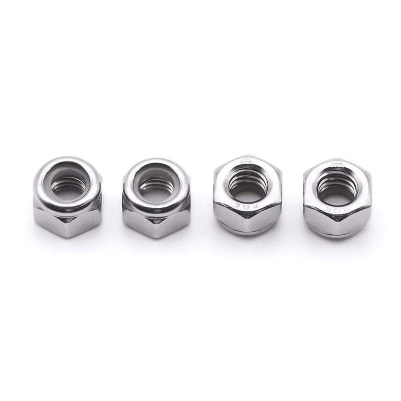 1/4-20 Nylon Insert Hex Lock Nuts Stainless Locknuts, Hex Drive, Bright Finish, 304 Stainless Steel 18-8 SS, Coarse Thread, 25 of Pack 1/4"-20