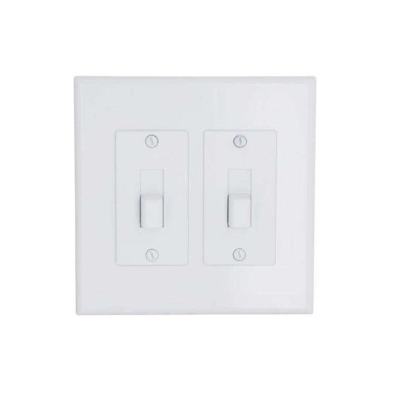 TayMac 2672W 2-Gang MASQUE Decorator Cover, Toggle, White 2 Gang Toggle Switch
