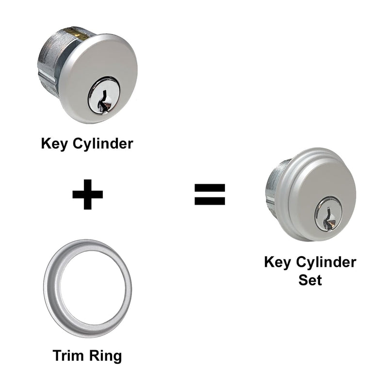 Storefront | Commercial | Glass Door | Mortise Key Cylinder with Keys Alike and Thumb Turn for Deadbolt, Deadhook, Hookbolt, Deadlatch Lock | Available in Aluminum and Duronotic Finishes (Aluminum)