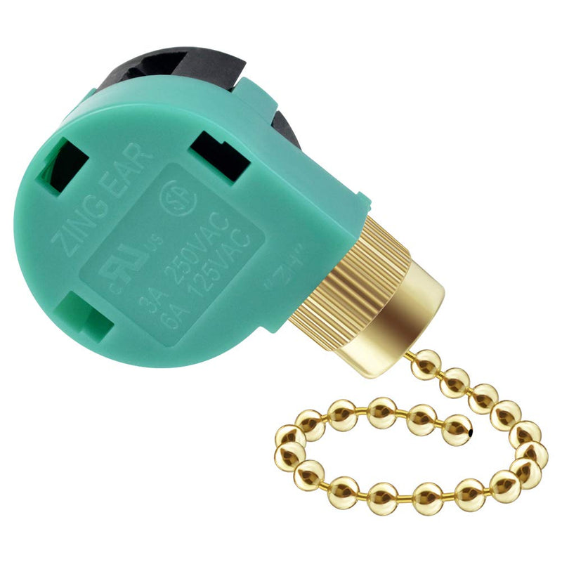 3 Pack Ceiling Fan Switch 3 Speed 4 Wire Zing Ear ZE-268S6 Fan Pull Chain Switch Replacement Speed Control Switch for Ceiling Fan Light, Wall Lamps, Cabinet Light (Multicolored) Brass,Nickel,Bronze