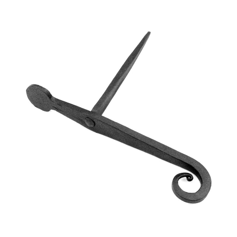 Renovators Supply Manufacturing Shutter Dogs 7 In. Rat Tail Shaped Black Wrought Iron Shutter Dogs With Mounting Hardware