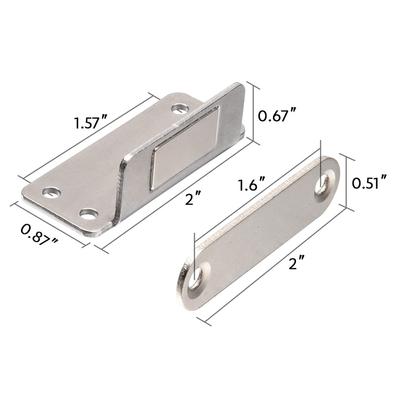 Cabinet Magnets Mousike Adhesive Strong Magnetic Door Catch Stainless Steel Kitchen Magnetic Latch Used to Close Cupboard Cabinet Closet Door Drawer(Silver 4Pack) L20-4