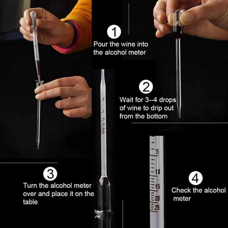 Vinometer for Wine, 0-25% Alcohol Meter Tester for Measuring The Percentage of Alcohol in Wine