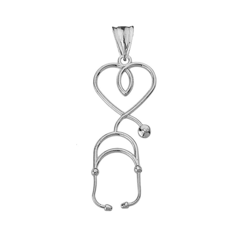 Claddagh Gold Fine Sterling Silver Heart-Shaped Stethoscope Pendant Necklace 18.0 Inches