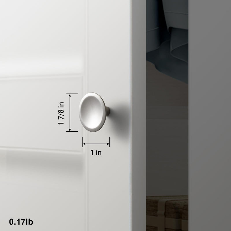 Goo-Ki 6 Pack Satin Nickel Round Cabinet Knobs – Modern Concave Design with Tapered Base, Ideal for Dressers, Kitchen Drawer, and Furniture Hardware 1 7/8" Diamter 1 7/8" Diameter