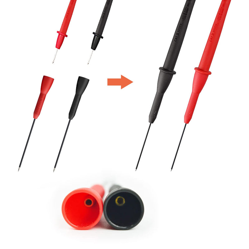 4 Pack 2mm Extended Needle Test Probes, 600V/10A Non-Destructive Multimeter Test Probe for Fluke Leads tl71 tl75 4pcs