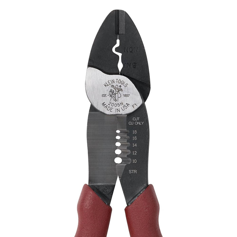 Klein Tools 2005N Wire Cutter, Made in USA, Stripper, Crimper Tool, Strips 10-18 AWG Stranded, Crimps 10-22 AWG Terminals, with Shear Cutter