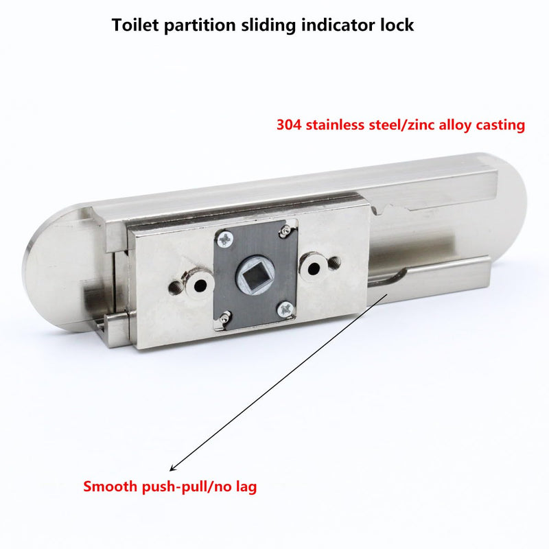 Door Lock Indicator,Bathroom Toilet Door Lock，Public Toilet Left and Right Push Lock withThe Vacant (Green) / Engaged (red) Indicator（Silver ）