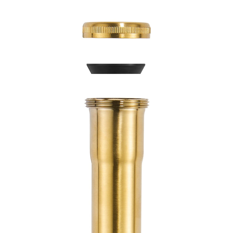 Brass Slip Joint Extension Tube 1-1/4” OD x 12” with Nut and Rubber Washer, P Trap Extension Tube, Sink Drain Tailpiece Tube Extension, Brushed Brass Gold
