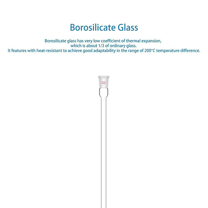 stonylab Borosilicate Glass Chromatography Column with G2 Sand Plate, 13 mm Inner Diameter, 457 mm Effective Length, 24/40 Joint