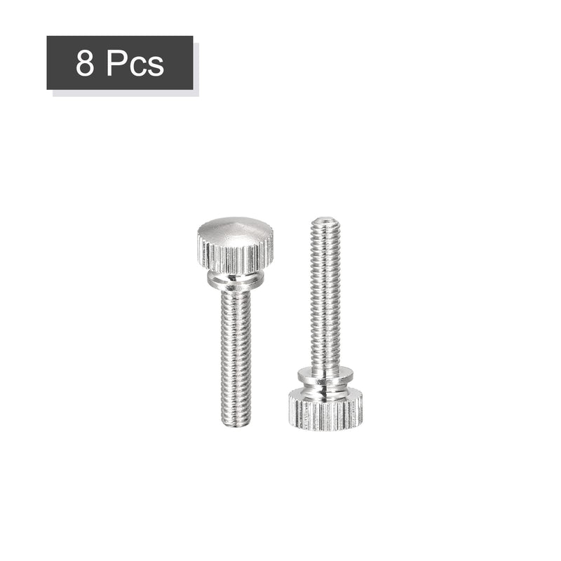 uxcell Knurled Thumb Screws, M4x20mm Brass Shoulder Bolts Grip Knobs Fasteners, Nickel Plated 8Pcs 8