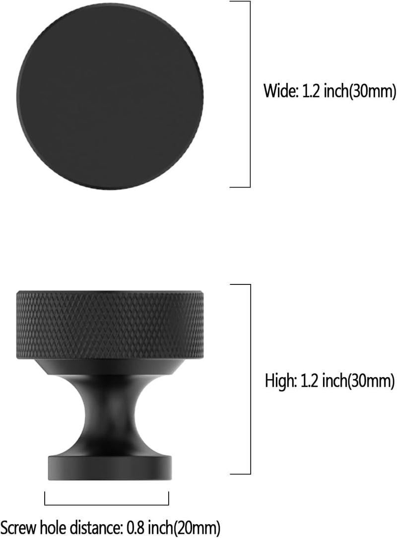 Matte Black Knurled Cabinet Knobs Round Drawer Pulls 30 Pack Matte Black Flat Round Knobs